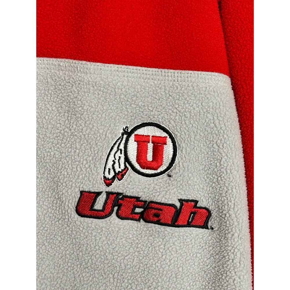 Utah Utes Red Gray Embroidered Active Fleece Quarter Zip Pullover Mens XL - Picture 5 of 14